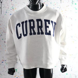 CURREY ASH GRREY <b>Mock</b> <b>Neck</b> Sweatshirt 100% BLUE Applique Embroidery wide <b>neck</b> Sweatshirt Finer Threads - Product Image 1