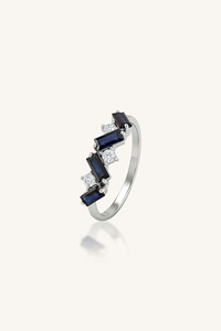 <b>Blue</b> Sapphire and Diamond <b>Ring</b> in 92.5 Sterling Silver KLSR-11794 - Product Image 1