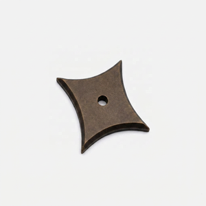 Excellente plaque arrière en laiton satiné, poignée de meuble en forme d'étoile à 4 branches, design incurvé, durable, pour tiroir, commode, usage domestique ou de bureau - Product Image 2