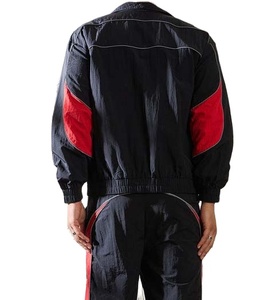 windbreaker suit black red colorblock nylon crinkle Fabric custom embroidery colorblock Windbreaker Sports Fashion anorak suit - Product Image 4