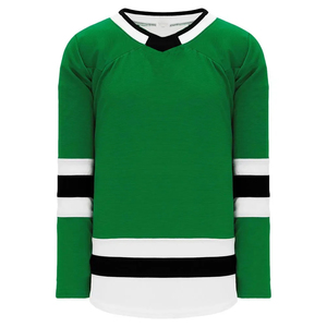 Unisex Green V-Neck Ice Hockey Jersey Full Sleeve Striped Polyester Moisture Wicking Regular Fit Adult <b>Sport</b> <b>Apparel</b> - Product Image 1