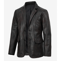 Chaqueta Blazer de Cuero Vacuno Negro Desgastado OEM 2026, de Alta Calidad, MOQ Bajo, Tallas Grandes, Personalizable para Invierno