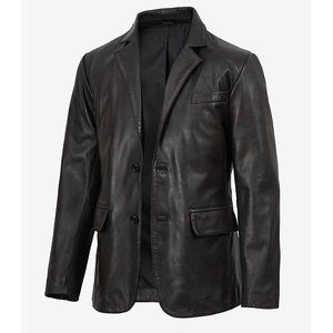 Blazer en cuir de vachette noir vieilli OEM 2026, très demandé, pour homme, haute qualité, faible MOQ, grande taille, veste d'hiver tendance - Product Image 3