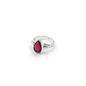Handmade Pink Fuchsia <b>Statement</b> <b>Ring</b> Pear Gemstone Checker Cut 18K Gold Silver Plated Boho Bold Geometric Nickel Free <b>Ring</b> - Product Image 2