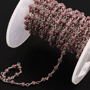 Natural Purple Colored Hydro <b>Beads</b> Handmade 3mm Small Rosary Chain Rondelle Round <b>Silver</b> Plated Jewelry Chain Roll Wholesale - Product Image 5