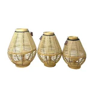 Antiguo mimbre bambú decoración del hogar linterna hecha a mano Vietnam decoración estilo elegante hecho a mano bambú portavelas linterna - Product Image 2