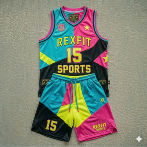 REXFIT SPORTS Professional Custom logo Basketball Jersey Uniforms Polyester Fabric Green And <b>White</b> <b>Panel</b> Basketball Jersey - Product Image 4