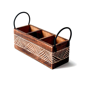 Premium Wooden Cutlery Display <b>Caddy</b> with Organized Interior for Hospitality Service - Product Image 4