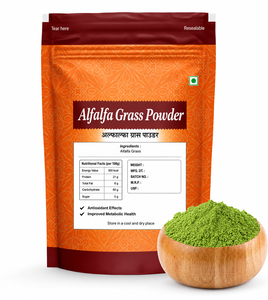 Poudre d'herbe d'alfalfa séchée 100 % naturelle HPValia, ingrédient botanique vert, paquet de 200 g pour smoothies et formulations alimentaires en vrac - Product Image 4