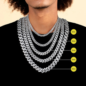 Collier chaîne maille cubaine Miami 18 mm en argent 925 et moissanite, style hip-hop, personnalisé, pour rappeurs, à porter au quotidien - Product Image 6