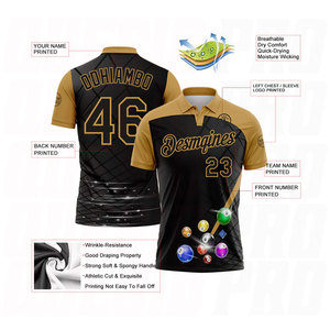 เสื้อโปโลแบบสั่งทำพิเศษ สีดำทองโบราณ ลายลูกบิลเลียด ระบายอากาศได้ดี ซับเหงื่อ แห้งเร็ว สำหรับเล่นกีฬา - Product Image 3