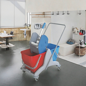 Eco-Friendly PP Material Cleaning <b>Mop</b> <b>Bucket</b> Trolley Double Tank Wringer Wheels 26-30L Capacity Commercial Floor Cleaning Cart - Product Image 2