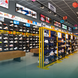 Premium Luxury Modern Freestanding Shoe Display <b>Stand</b> | Reusable Framed Gridwall Footwear Rack Adjustable Shelves Solid Base - Product Image 6