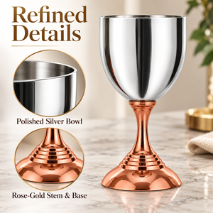 Gobelet à vin en acier inoxydable avec base en or rose, verres à pied en métal incassables, vaisselle de luxe moderne - Product Image 4