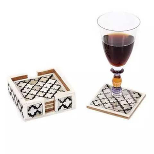 Ensemble de sous-verres de luxe en nacre naturelle, mosaïque de coquillages Capiz irisés, résistants à la chaleur, ronds, pour boissons - Product Image 2