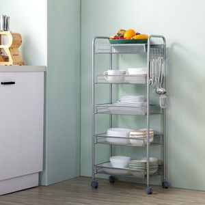 Silver Five-Layer Removable Storage Cart with Honeycomb Mesh Style Convenient Household Organizational Solution - Product Image 6