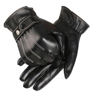 Nouveaux gants en cuir véritable tendance avec garniture 100% cuir véritable, gants d'hiver - Product Image 1