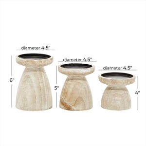 Support de bougie en bois blanc, design fantaisie, décoration rustique pour la maison, vente en gros - Product Image 3