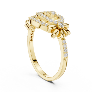 LUXE SPIRAL PETAL LAB GROWN DIAMOND <b>RING</b> <b>SET</b> 18KT YELLOW GOLD RHODIUM PLATED MINIMALIST <b>WOMEN</b> ENGAGEMENT WEDDING PARTY DAILY USE - Product Image 3