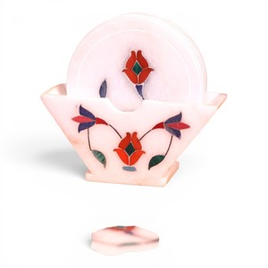 ชุดจานรองแก้วหินอ่อนทำมือ จานรองแก้วตกแต่งสำหรับวางบนโต๊ะ พร้อมที่วาง - Product Image 3