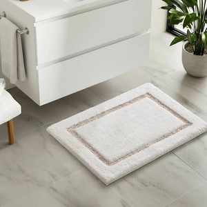 Tapis de bain moderne blanc en microfibre, rectangulaire, tufté, antidérapant avec dos en caoutchouc, épais, moelleux, bord festonné, lavable en machine pour la maison - Product Image 5