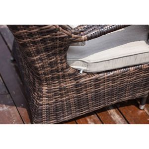 Set da Pranzo da Esterno in Alluminio e Vimini Marrone/Grigio a 5 Pezzi con Cuscini, Elegante Set da Giardino - Product Image 6