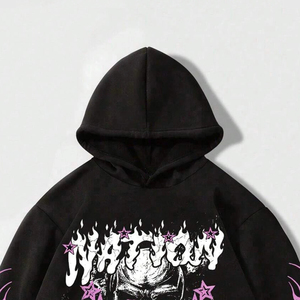 Custom Oversized Graphic Hoodie New Design Cotton Fleece Streetwear <b>Pullover</b> Hooded Sweatshirt Bulk Wholesale OEM - Product Image 4