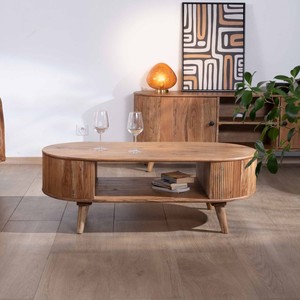 Mesa de centro Vandana Silver Balance de diseño redondeado en madera de acacia Boomer - Product Image 2