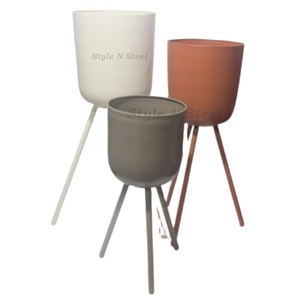 Ensemble de jardinières sur pied en fil métallique, revêtement poudré, durable, multi-usages, pour l'extérieur et l'intérieur, avec drainage - Product Image 4