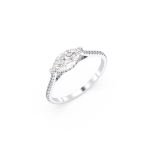REYES Marquise Cut 1.17 Carat Lab Grown Diamond Engagement Ring in 14K White Gold Rhodium Plated Fine Jewelry For Women - Product Image 1