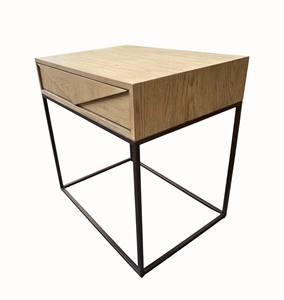 Table d'appoint pour salon en bois de peuplier, table de chevet en bois de peuplier avec 1 tiroir coulissant pour chambre à coucher - Product Image 2