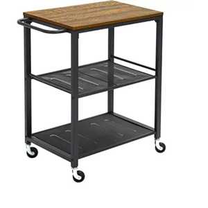 Chariot de bar ovale de luxe doré, chariot de service moderne à 2 niveaux en métal et verre, chariot roulant pour vin et boissons, mobilier de cuisine en gros - Product Image 4