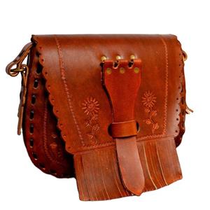 Sac bandoulière vintage en cuir véritable fait main, style décontracté unisexe, imperméable, avec cordon en coton, idéal pour les voyages (vente en gros) - Product Image 1