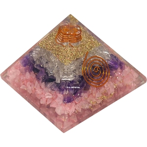 Pirámide de Orgón de Cuarzo Rosa Hecha a Mano de Buena Calidad, Portátil, Nueva Era Metafísica, Compre en F S CRYSTAL Gujarat India - Product Image 1