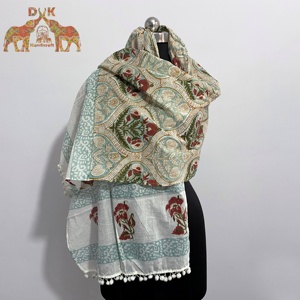 New Indian Cotton Bagru Handblock Printed Cotton <b>Scarf</b> for Women and Adults Soft and Lightweight Material - Product Image 3