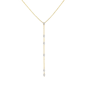 Collier cascade en diamant marquise 0,60 CT, diamant de laboratoire, long pendentif vertical, collier minimaliste, bijoux superposés en or - Product Image 4