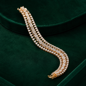 Pulsera de tenis floral de oro macizo de 22K de lujo para mujer, regalo para bodas y fiestas, joyería al por mayor, colección B2B - Product Image 1