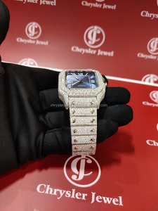 Montre en diamant Moissanite en stock du meilleur vendeur pour lui et elle Bracelet en acier inoxydable et fenêtre à cadran en verre fabriquée en Inde - Product Image 3