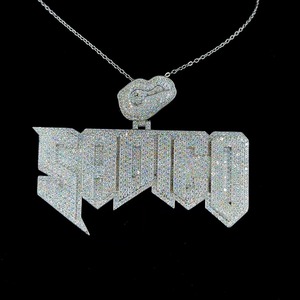 Pendentif Hip Hop de Luxe Personnalisé pour Homme, Bijoux Breloques Givrées, Moissanite VVS, Plaqué Or 18K, Argent Sterling 925, Lettre Initiale - Product Image 3
