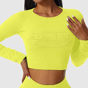 Muestra Gratis, Top Deportivo de Yoga en Oferta, Conjunto de 2 Piezas, Cintura Alta, Transpirable, Ecológico, Sólido, Sin Costuras para Mujer - Product Image 4