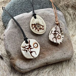 Handmade Ethnic Statement Necklace Vintage Tribal Boho Jewelry Carved <b>Crystal</b> <b>Animal</b> Print Oval Fashion Accessory Gift - Product Image 1