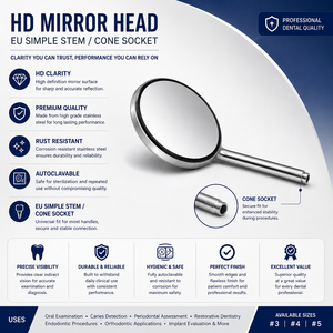 HD Mirror #3 Single-Sided Mirror Cone Socket Stainless Steel Zetomed Pro - Product Image 4