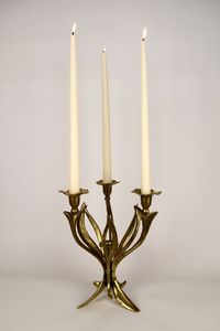 Candelero de Latón con Diseño de Flor Dorada, Portavelas para Decoración del Hogar, Base Metálica Resistente - Product Image 6
