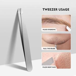 Pinzas ergonómicas para cejas con punta inclinada hechas a mano, herramienta de depilación de precisión de acero inoxidable, moderna y duradera - Product Image 6