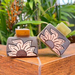 Elegant Hair Beautifully Hand Tooled Leather Mini Hair <b>Clips</b> Floral Design Premium Engraved Leather Hair Accessories for Women - Product Image 5