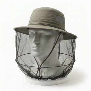 Malla de protección facial transpirable para apicultura, ventilada, para actividades al aire libre, ajuste regular, verde, poliéster de 3 capas - Product Image 4