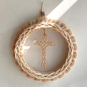 Couronnes de Noël en rotin de qualité supérieure, fibres naturelles, guirlandes décoratives pour les fêtes - Product Image 1