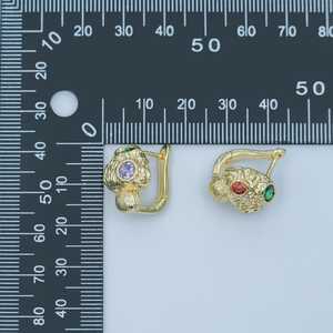 Green CZ Molten C Shape <b>Earrings</b> 925 Sterling <b>Silver</b> 14K Gold Plated Hoop Style Statement Jewelry For Women - Product Image 3