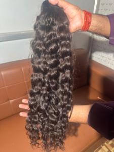 Unprocessed Cuticles Aligned Natural <b>Curly</b> Indian Human Hair <b>Extensions</b> Collected from Single Donor Temple Hair Bundles - Product Image 4