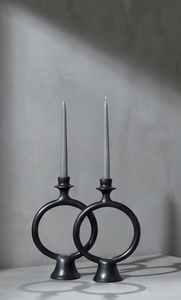Porte-bougie double moderne en métal noir, design en forme d'anneau, pour la décoration de la maison - Product Image 2